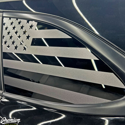 Rear Quarter Window US Flag DECAL - SATIN GREY
