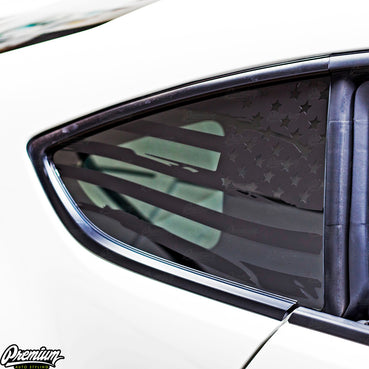 2022-2026 Subaru BRZ Quarter Window Distressed US Flag Decals (Pair)