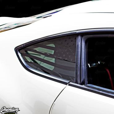 2022-2026 Subaru BRZ Quarter Window Distressed US Flag Decals (Pair)