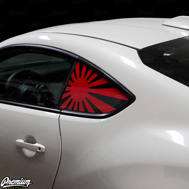 JDM RISING SUN Flag QUARTER Window DECAL - Gloss Red | 2022+ BRZ & GR86