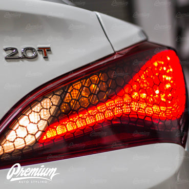 Smoked Honeycomb Tail Light Tint Overlays | 2013-2017 Hyundai Genesis Coupe