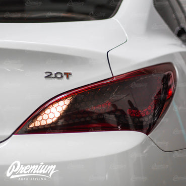 Smoked Honeycomb Tail Light Tint Overlays | 2013-2017 Hyundai Genesis Coupe