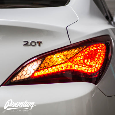 Smoked Honeycomb Tail Light Tint Overlays | 2013-2017 Hyundai Genesis Coupe