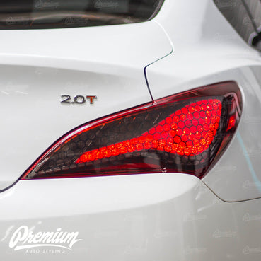 Smoked Honeycomb Tail Light Tint Overlays | 2013-2017 Hyundai Genesis Coupe
