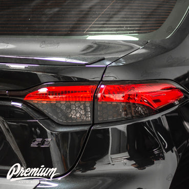 2020-2022 Toyota Corolla Sedan Tail Light Smoke Overlay - Smoked Honeycomb Tint | E210