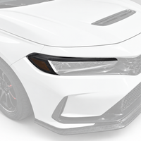 White Honda Civic showing smoked vinyl coverage over the upper DRL strip and outer headlight reflector.