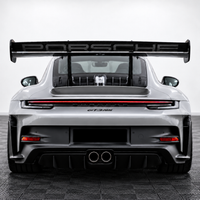 Porsche 911 GT3 RS 992 rear wing with OEM-style replica vinyl decal installed - RED lettering 
