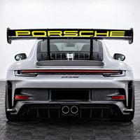 Porsche 911 GT3 RS 992 rear wing with OEM-style replica vinyl decal installed - RED lettering 