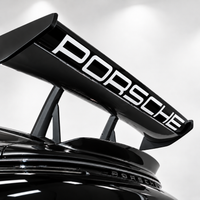 Porsche 911 GT3 RS 992 rear wing with OEM-style replica vinyl decal installed - RED lettering 