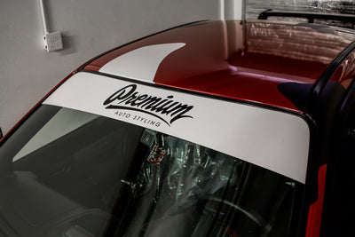 Premium Signature Window Banner ( White Base | Black Logo )