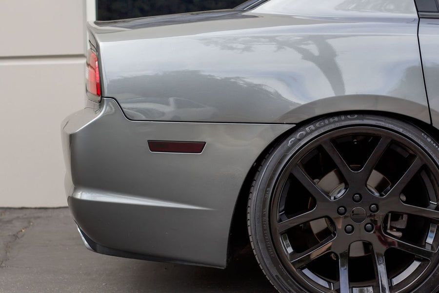 Rear Bumper Side Reflector Overlays - Smoke Tint / Gloss Black | 2011-2014 Dodge Charger