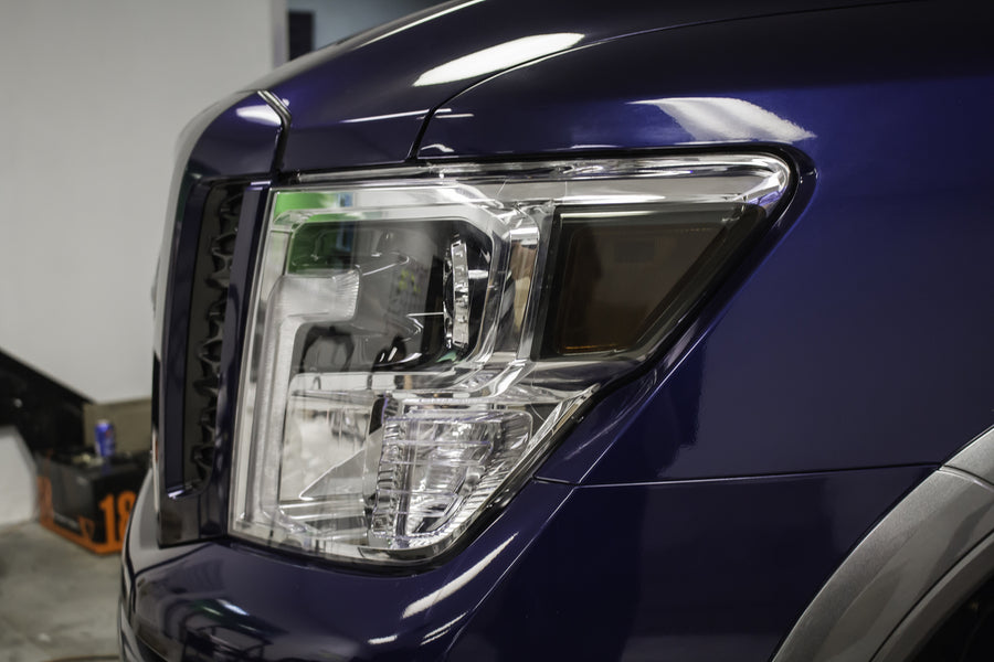 Smoked Headlight Amber Delete Overlays - Smoke Tint | 2016-2022 Nissan Titan XD