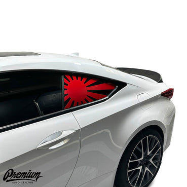 2015-2019 Lexus RC Quarter Window Rising Sun Flag Decals (Pair) GLOSS RED