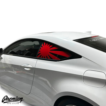 2015-2019 Lexus RC Quarter Window Rising Sun Flag Decals (Pair) GLOSS RED