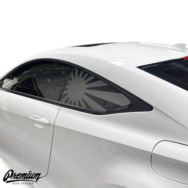 2015-2019 Lexus RC Quarter Window Rising Sun Flag Decals (Pair) SATIN DARK GRAY