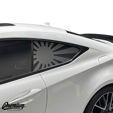 2015-2019 Lexus RC Quarter Window Rising Sun Flag Decals (Pair) SATIN DARK GRAY
