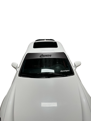Premium Auto Styling logo Windshield Banner (Satin Dark Gray Base / Gloss Black Logo)
