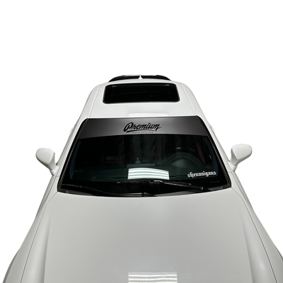 Premium Auto Styling logo Windshield Banner (Satin Dark Gray Base / Gloss Black Logo)