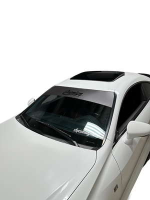 Premium Auto Styling logo Windshield Banner (Satin Dark Gray Base / Gloss Black Logo)