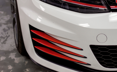 Fog Bezel Accent Overlays - Gloss Red Vinyl Wrap | 2015-2017 Volkswagen GTI
