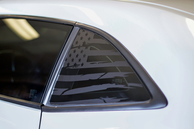Distressed Flag Quarter Window DECAL Set (2010-2015 Chevy Camaro)