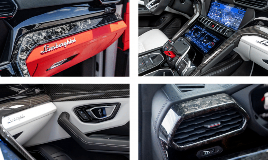 Lamborghini Urus-Interior 7 Piece Kit includes: 4 door trims 2 center console trims 1 console trim next to steering