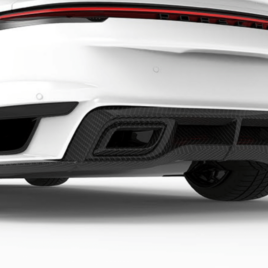 Porsche 992 Turbo S-Rear Diffuser Inner Exhaust Shields - Twill Carbon / 992 Turbo S Only