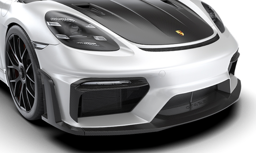 Porsche 718 Spyder RS Front Lip w/ Uprights - Standard Carbon