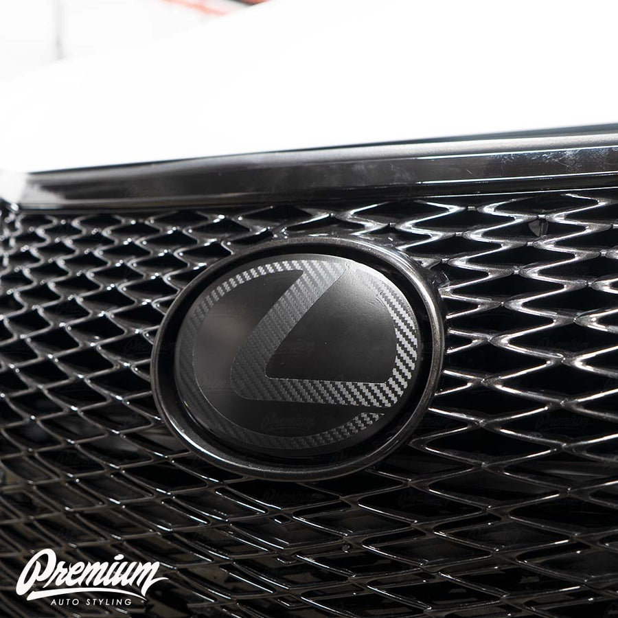 Carbon Stealth - Front Vinyl Emblem Vinyl Overlay | Lexus  
