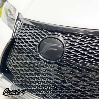 Carbon Stealth - Front Vinyl Emblem Vinyl Overlay | Lexus  "F" Logo - IS350,IS250,200T,GS]