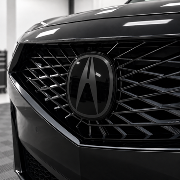 2022–2026 Acura MDX front emblem overlay with gloss black background and black Acura logo