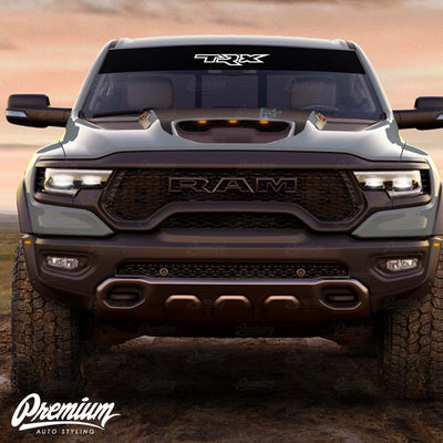 "TRX" Logo Windshield Banner | Satin Black Base / Gloss White Logo