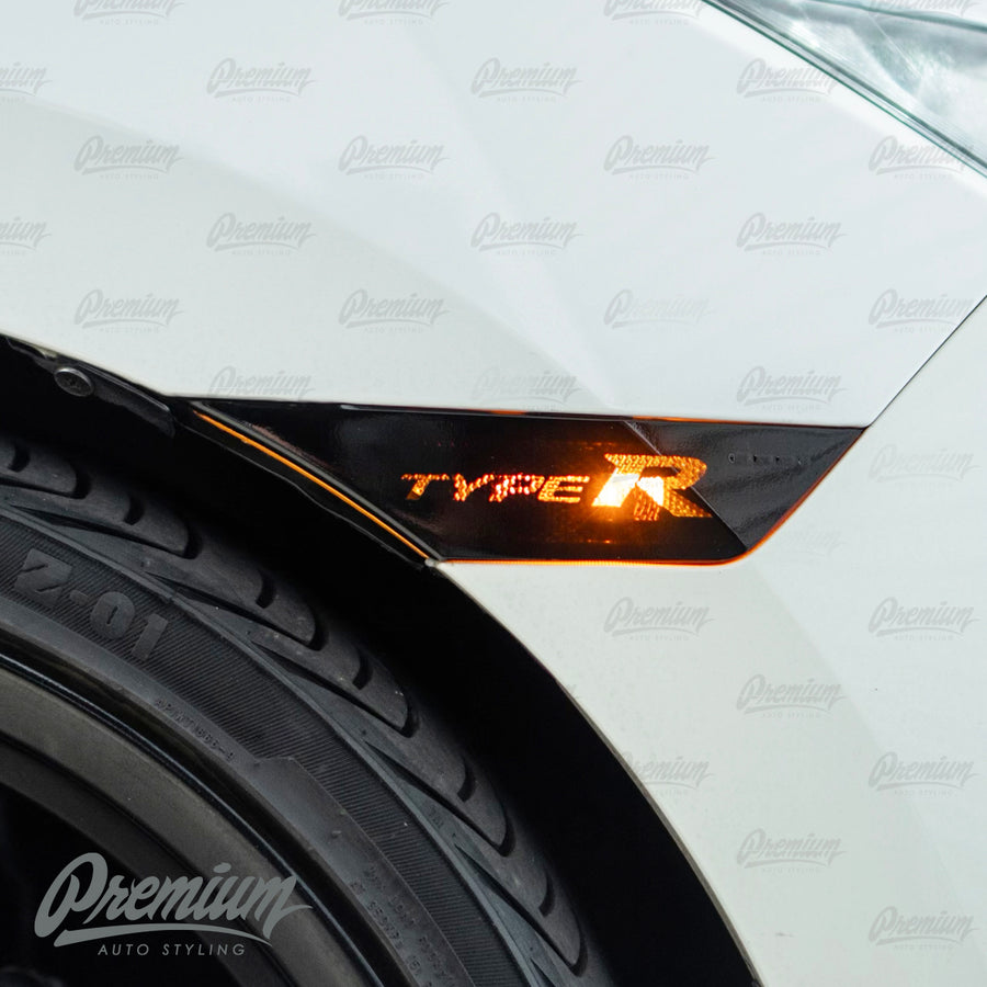 TYPE R Logo Front Side Reflector Light Overlays- Gloss Black