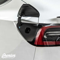 Charging Port Vinyl Overlay- Caron Fiber  | 2017+ Tesla Model 3  / 2020+ Model Y