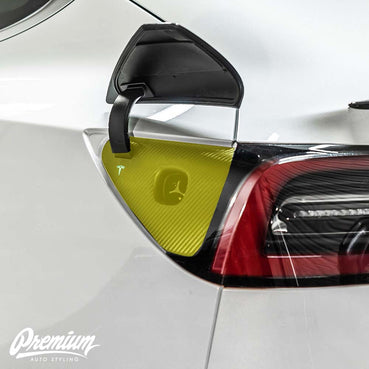 Tesla Model 3 Model Y charging port vinyl overlay
