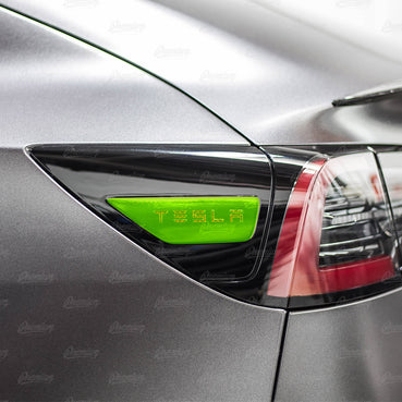 2017-2023 Tesla Model 3 Rear Side Reflectors with "TESLA" text Cut-Out - Smoke Tint