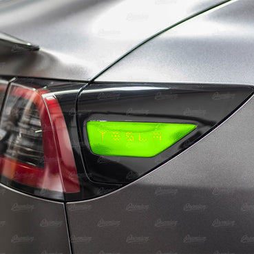 2017-2023 Tesla Model 3 Rear Side Reflectors with "TESLA" text Cut-Out - Gloss Black