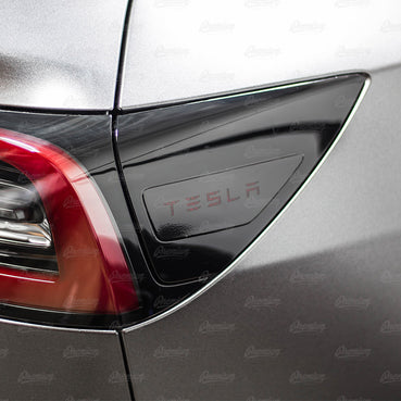 2017-2023 Tesla Model 3 Rear Side Reflectors with "TESLA" text Cut-Out - Gloss Black
