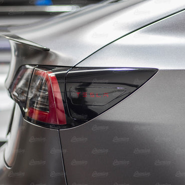 2017-2023 Tesla Model 3 Rear Side Reflectors with "TESLA" text Cut-Out - Gloss Black