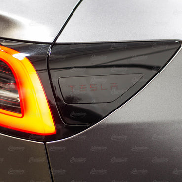 2017-2023 Tesla Model 3 Rear Side Reflectors with "TESLA" text Cut-Out - Gloss Black