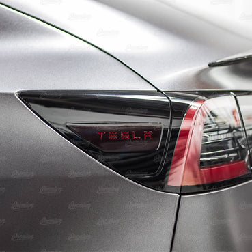 2017-2023 Tesla Model 3 Rear Side Reflectors with "TESLA" text Cut-Out - Smoke Tint