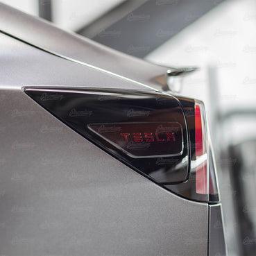 2017-2023 Tesla Model 3 Rear Side Reflectors with "TESLA" text Cut-Out - Smoke Tint