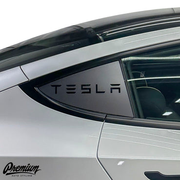 TESLA MODEL 3 | QUARTER WINDOW DECAL - "TELSA" LOGO