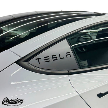 TESLA MODEL 3 | QUARTER WINDOW DECAL - "TELSA" LOGO