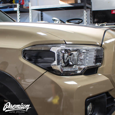 Headlight Amber Delete Vinyl Overlay - Gloss Black | 2016-2023 Toyota Tacoma