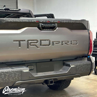 "TRD PRO" Tailgate Lettering Vinyl Overlay - Shadow Black | 2022-2026 Toyota Tundra