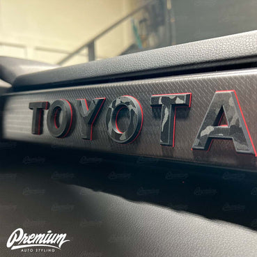 TOYOTA Dashboard Lettering Vinyl Overlays - Shadow Black | Toyota Tundra & Sequoia (2022-2026)