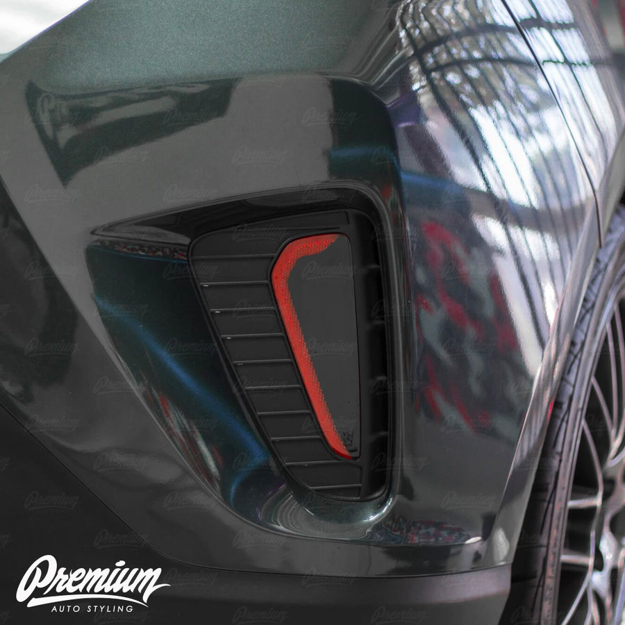 Rear Bumper Reflector Gloss Black Overlay w/ Cutout | 2018-2021 Hyundai Veloster