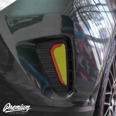 Rear Bumper Reflector Gloss Black Overlay w/ Cutout | 2018-2021 Hyundai Veloster