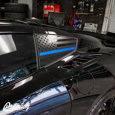 Corvette C7 Thin Blue Line US Flag Quarter Window Decals